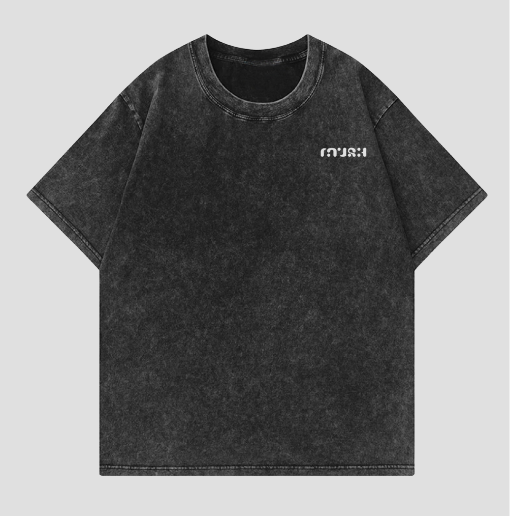 Black Washed Mushroom Logo Tee